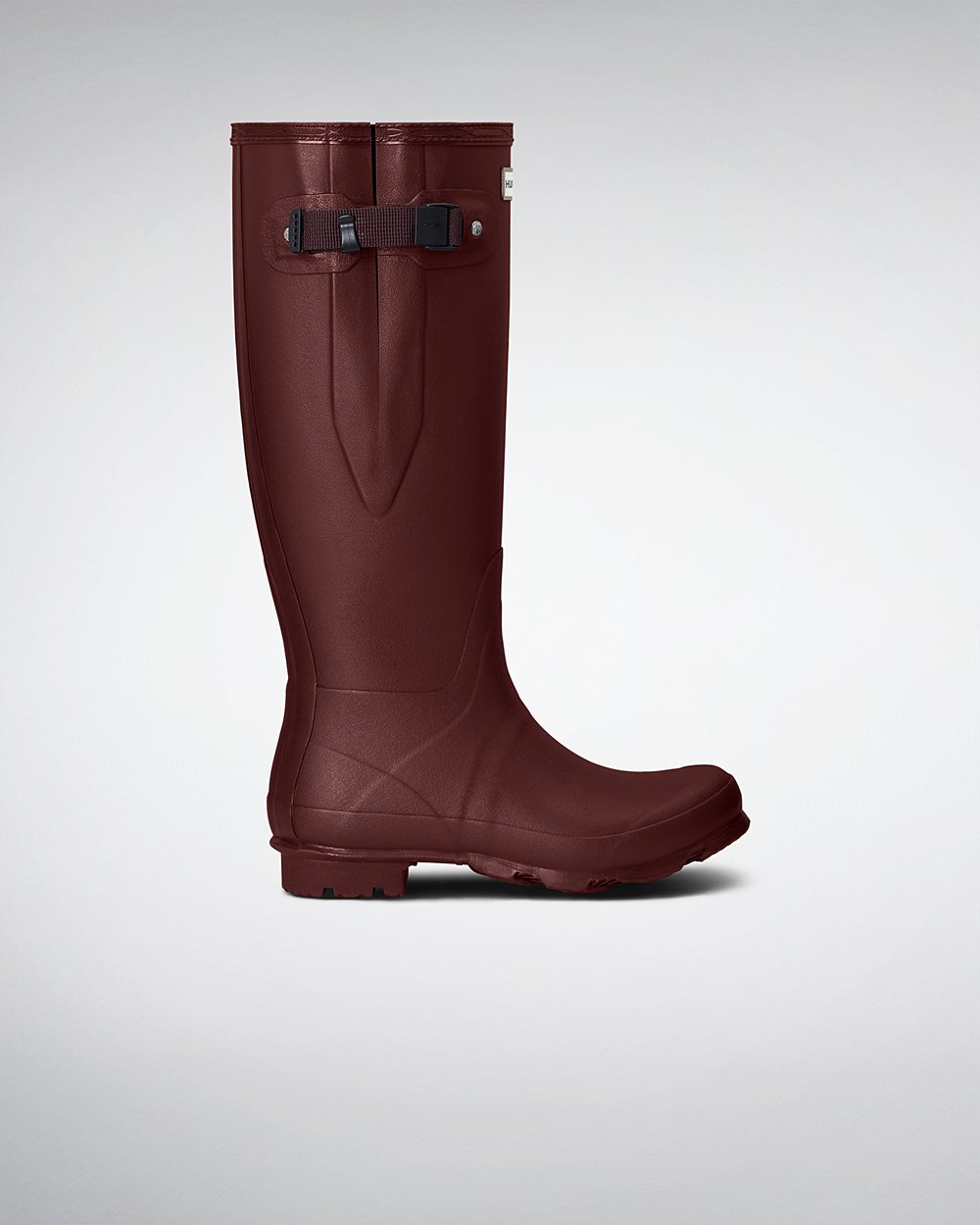 Womens Tall Rain Boots - Hunter Norris Field Side Adjustable (46SMQYRUT) - Purple Red